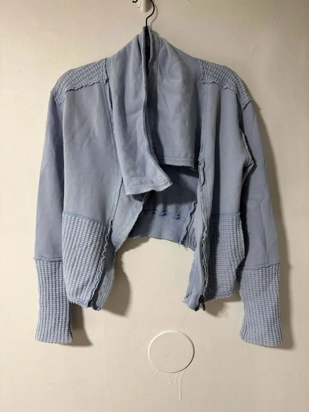 We The Free Free People Blue Hazel Thermal Zip Up Cardigan Sweater XS